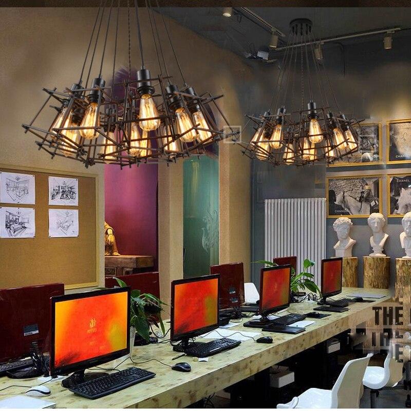 Vintage Iron Frame Chandelier Edison Bulb E27 Holder Loft Restaurant Bar Cafe Living Room Retro Industrial Style Chandeliers