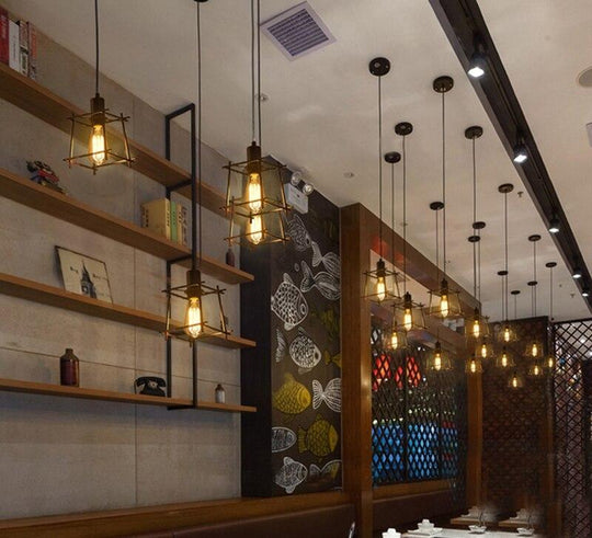 Vintage Iron Frame Chandelier Edison Bulb E27 Holder Loft Restaurant Bar Cafe Living Room Retro Industrial Style Chandeliers