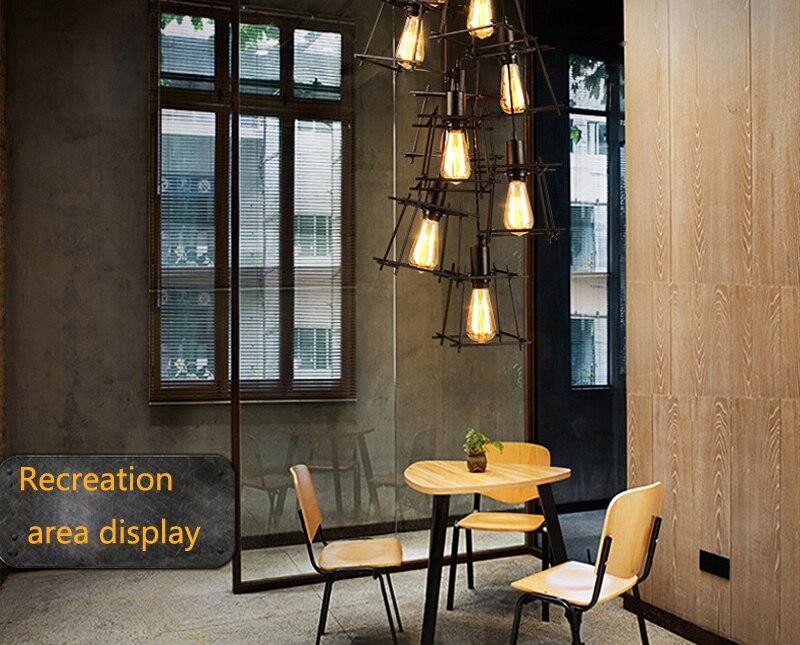 Vintage Iron Frame Chandelier Edison Bulb E27 Holder Loft Restaurant Bar Cafe Living Room Retro Industrial Style Chandeliers