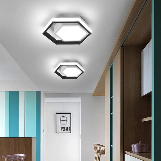 Hexagon Shaped LED Modern Flush Mount Ceiling Light