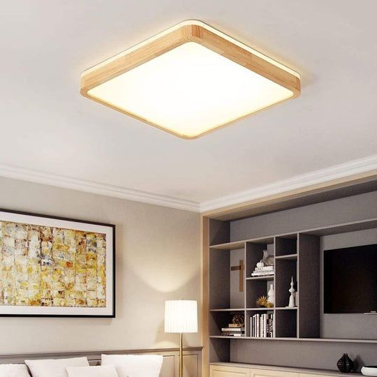 Circular Kitchen Wood Acrylic LED Flush Mount Ceiling Light