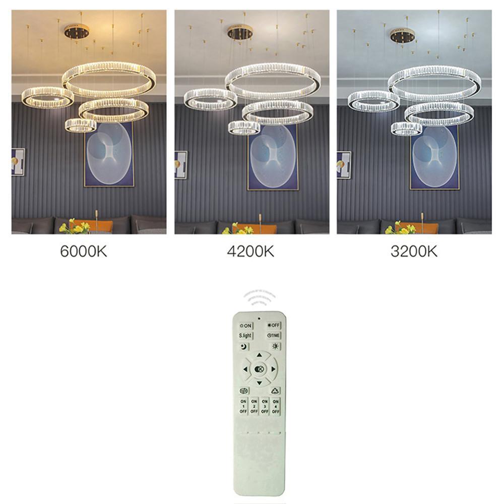 4-Ring Gold Modern Crystal LED Chandelier