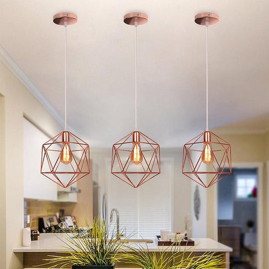Geometric Cage LED Industrial Modern Pendant Ceiling Light