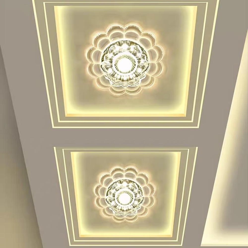 Flower Effect Crystal Metal LED Flush Mount Ceiling Light for Kids and Entryway