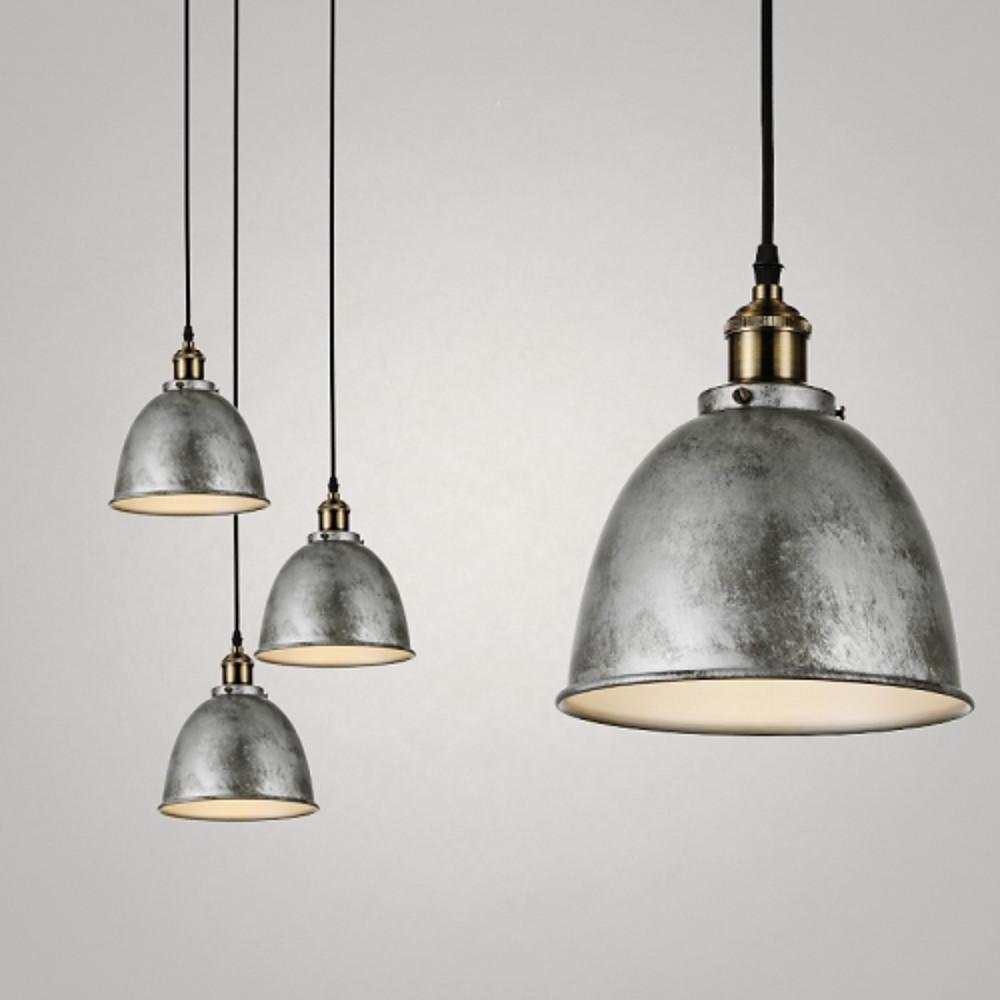 8" White Rustic Dome Metal Industrial Pendant Light