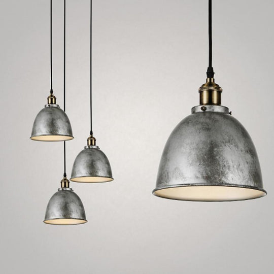8" White Rustic Dome Metal Industrial Pendant Light