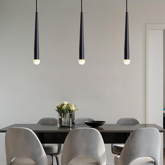 Slim Cylinder Electroplated Metal Crystal LED Pendant Light