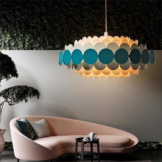 Circles Frills Blue Pendant Light – Metal Stylish Ceiling Light