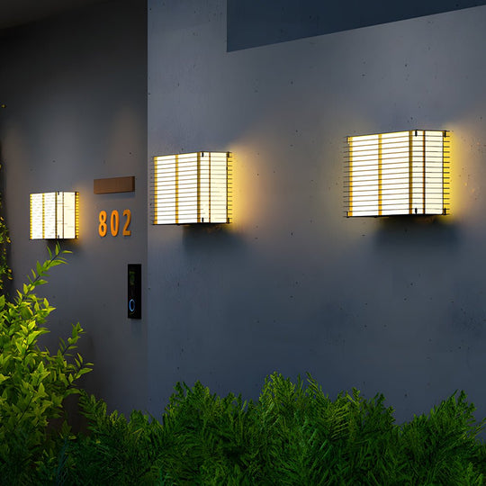 Square Grid Solar Powered Waterproof LED Outdoor Wall Light