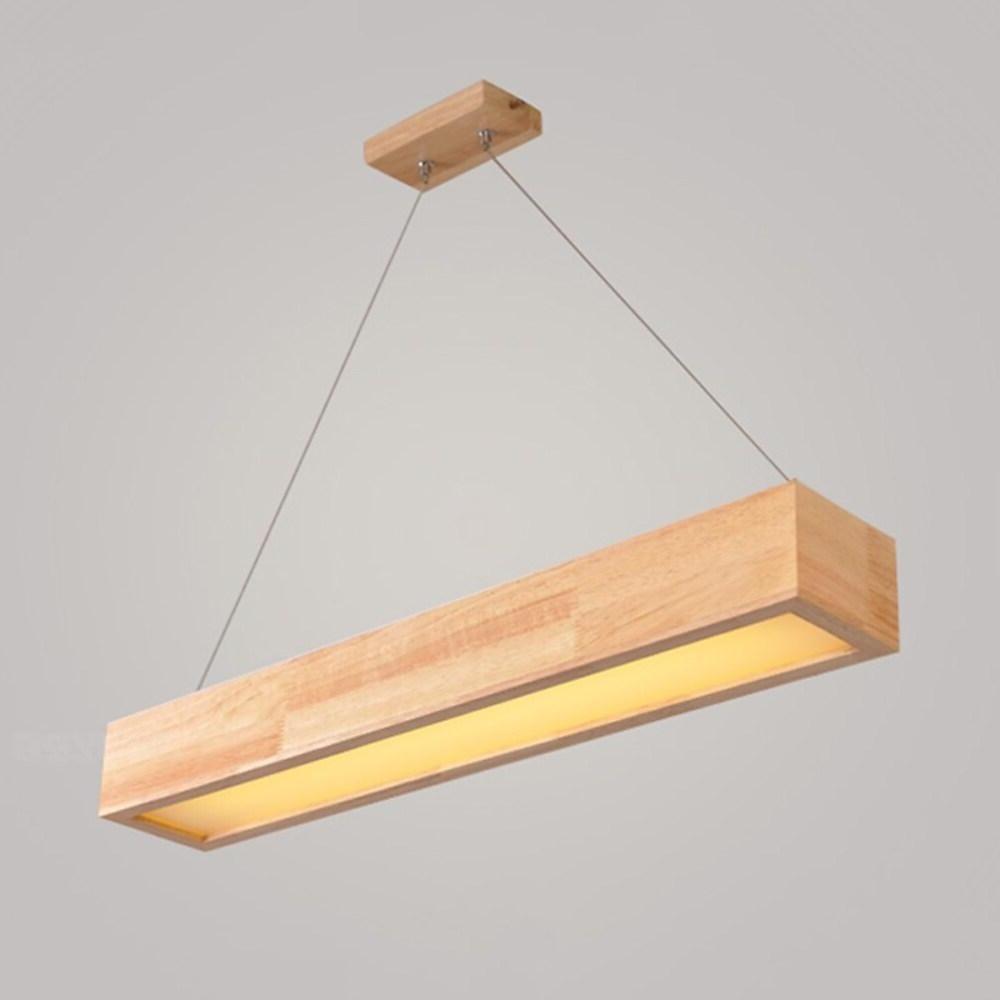 LED Rectangular Rustic Wood Chandelier