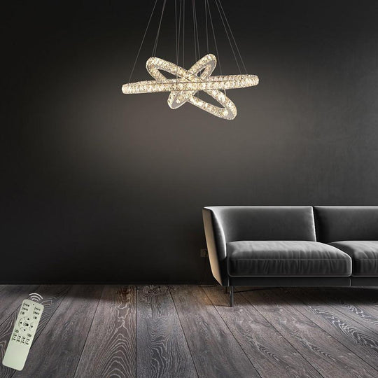 Interwoven Geometrical Circle Crystal LED Chandelier