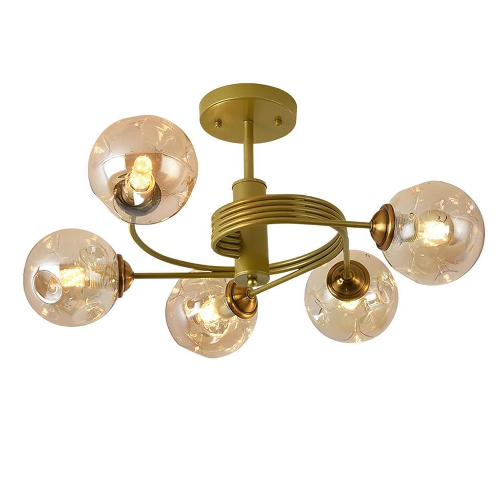 Swirling Nordic Globe Bubble Metal & Glass 5-Light Chandelier