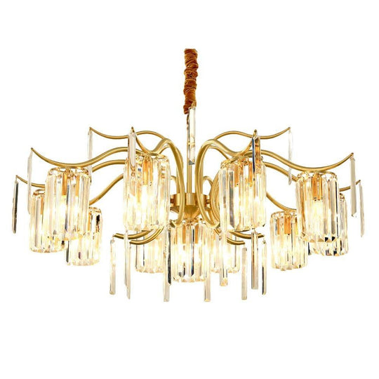 Classical Gold Crystal LED Chandelier with Copper and Glass Accents