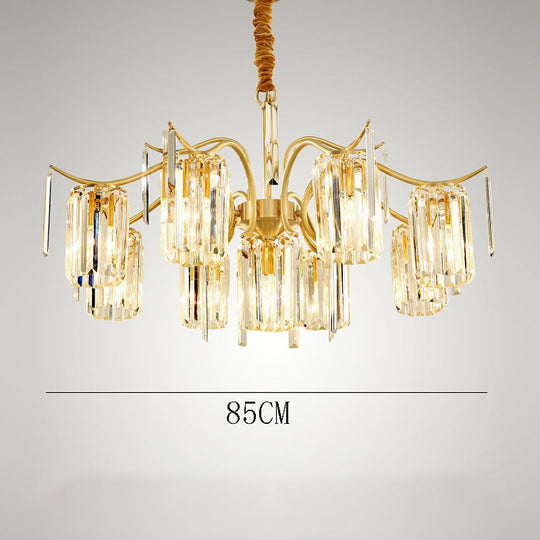 Classical Gold Crystal LED Chandelier with Copper and Glass Accents
