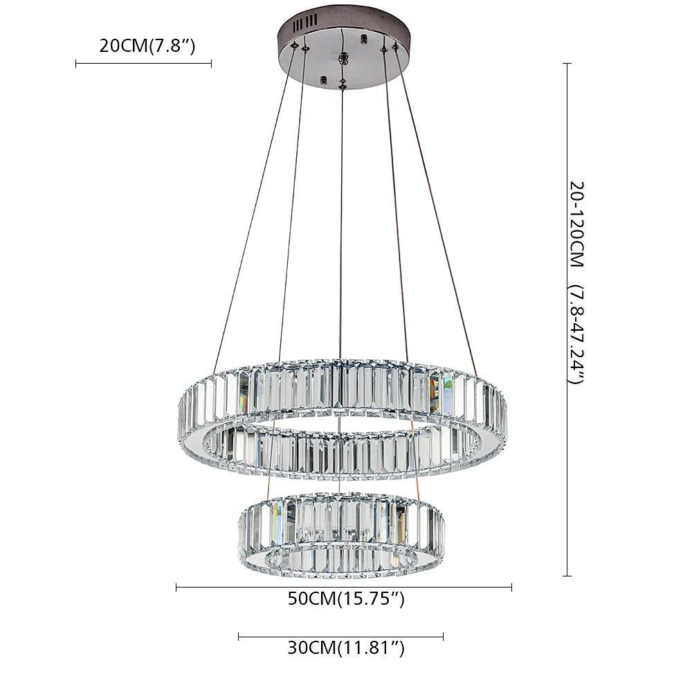 2-Ring Regular Shape Steel Crystal LED Chandelier