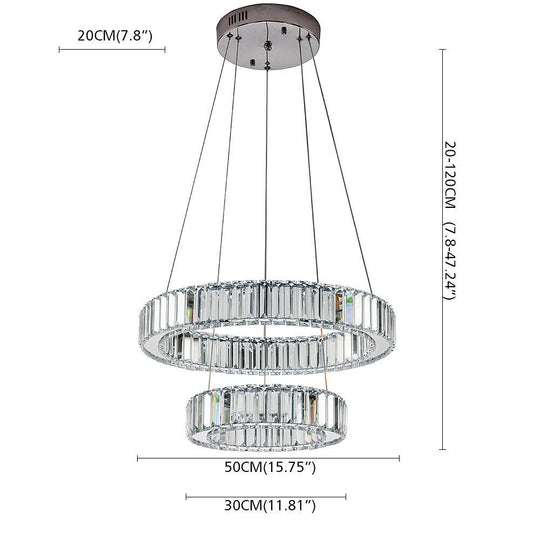 2-Ring Regular Shape Steel Crystal LED Chandelier