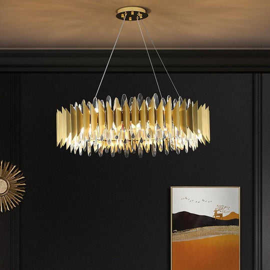 Modern Round Crystal Stainless Steel LED Chandelier