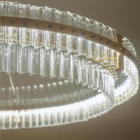 Modern Luxury Round Crystal LED Chandelier – Gold Finish, Single Tier