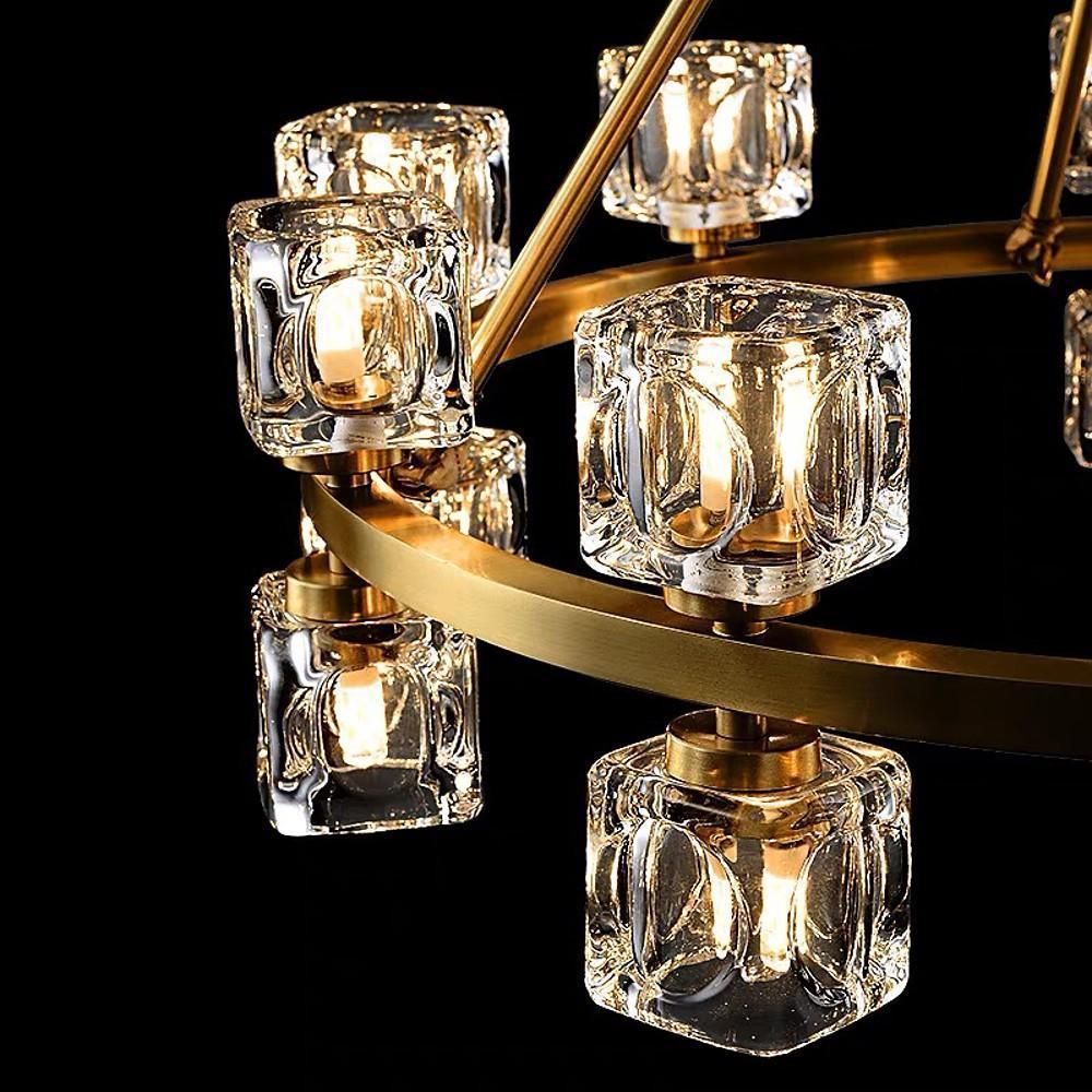 Circles Spotlights Industrial Brass LED Chandelier Ceiling Light