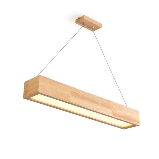 LED Rectangular Rustic Wood Chandelier
