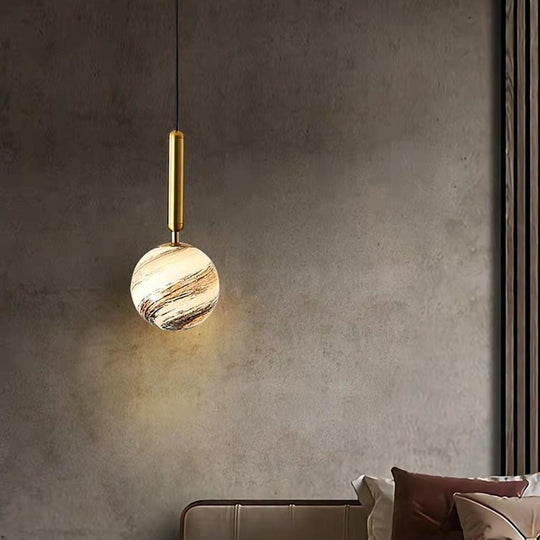 Distressed Globe Hallway Pendant Light Metal Acrylic Ceiling Lights