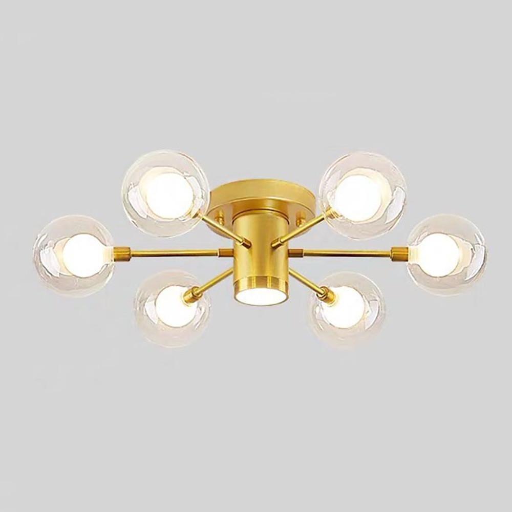 Globe Metal Glass Industrial LED Flush Mount Ceiling Light