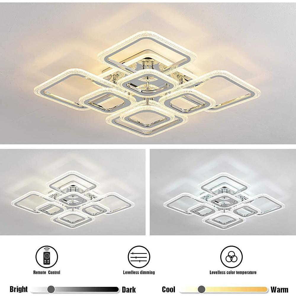5-Square LED Modern Flush Mount Ceiling Light – Layered Geometric Design