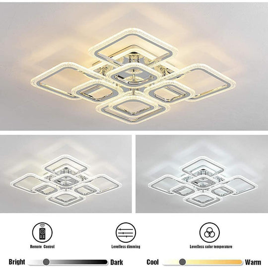5-Square LED Modern Flush Mount Ceiling Light – Layered Geometric Design