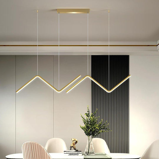Nordic Minimalist LED 2 Lights Wave Shaped Dimmable Pendant Light