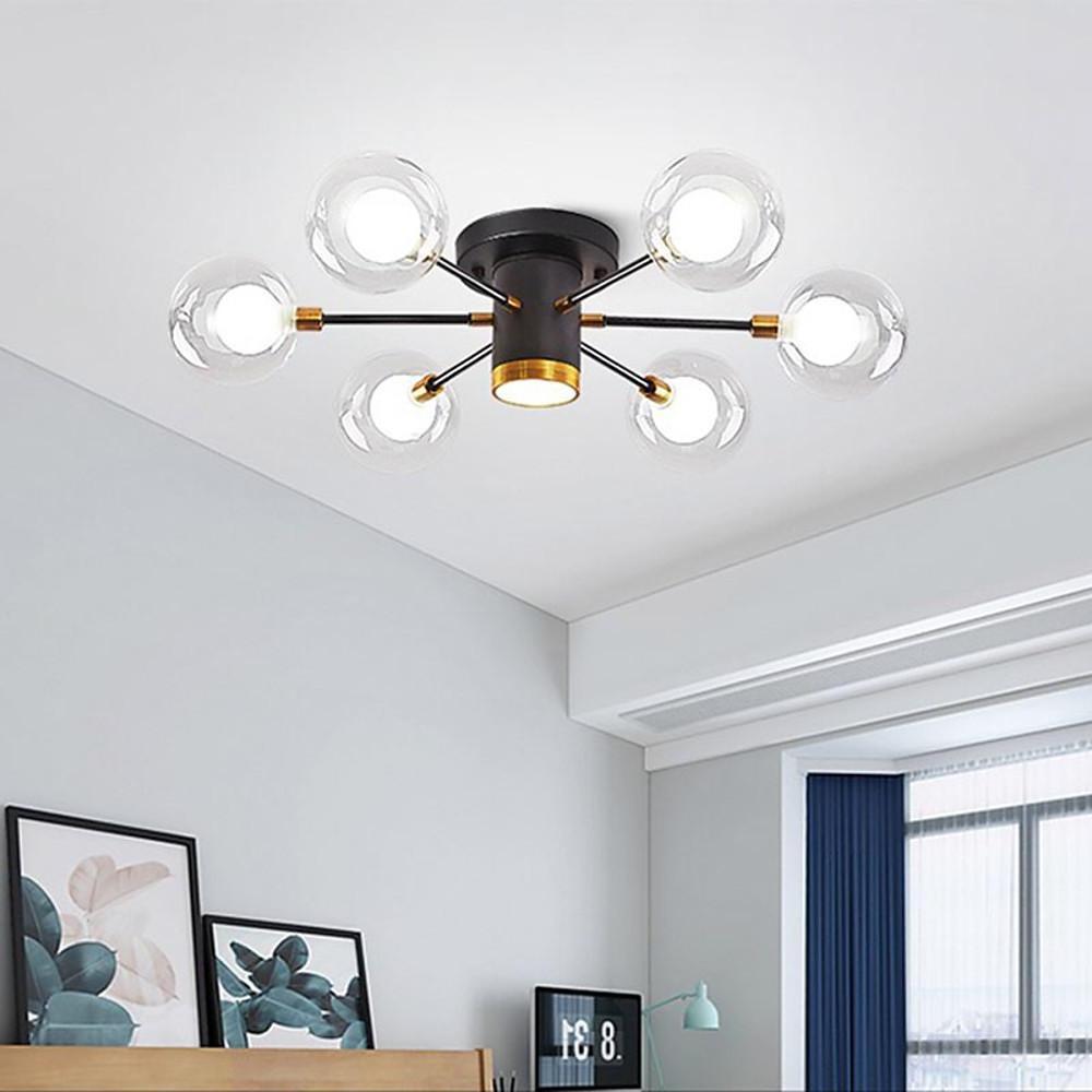 Globe Metal Glass Industrial LED Flush Mount Ceiling Light