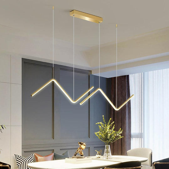 Nordic Minimalist LED 2 Lights Wave Shaped Dimmable Pendant Light