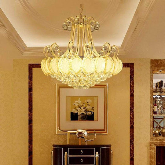 8-Light Modern Gold/Silver Vintage Crystal LED Chandelier – Drum Pendant Light