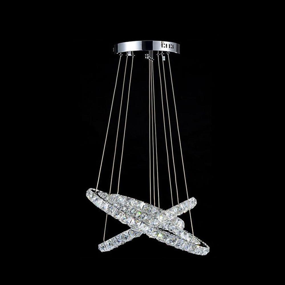 Luxury Crystal 3-Tier LED Chandelier – Geometric or Stacked Ring Pendant Light