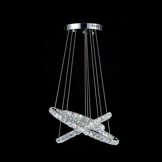 Luxury Crystal 3-Tier LED Chandelier – Geometric or Stacked Ring Pendant Light
