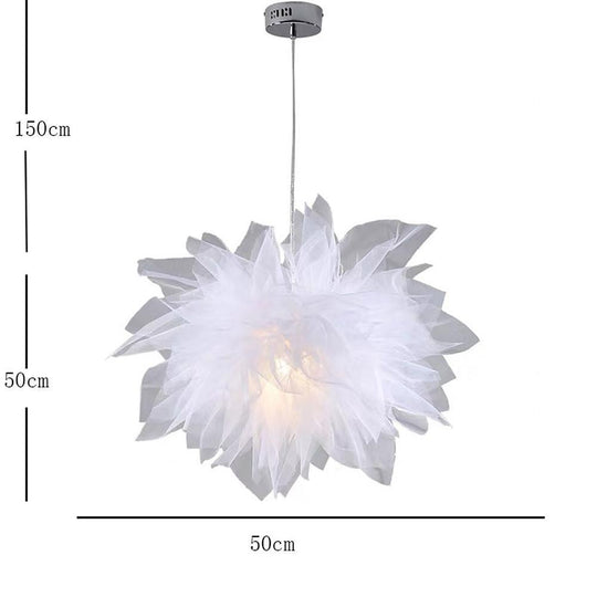 20'' Fabric Flower Design Electroplated Metal LED Modern Pendant Lights