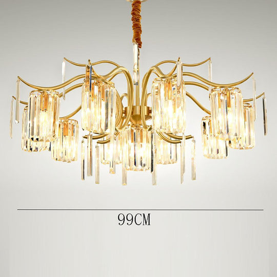 Classical Gold Crystal LED Chandelier with Copper and Glass Accents