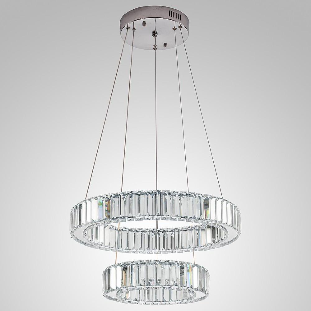 2-Ring Regular Shape Steel Crystal LED Chandelier