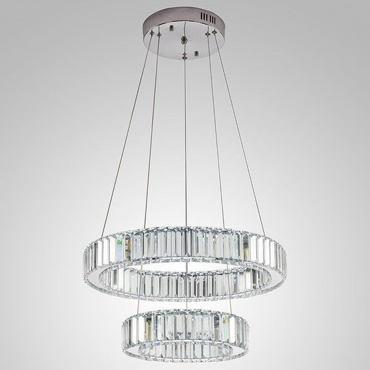 2-Ring Regular Shape Steel Crystal LED Chandelier