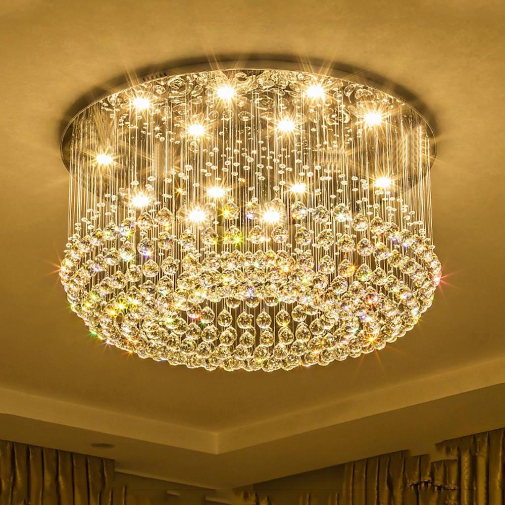 Glass-cicles Crystal LED Drum Flush Mount Chandelier
