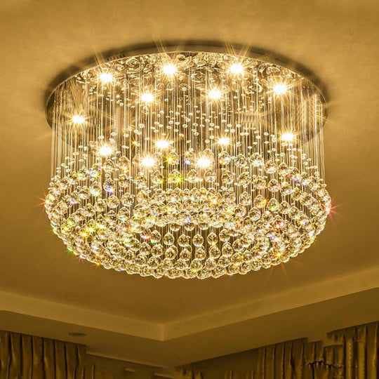 Glass-cicles Crystal LED Drum Flush Mount Chandelier