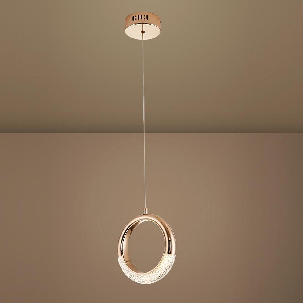 Ring Shaped LED Electroplated Metal Modern Pendant Light
