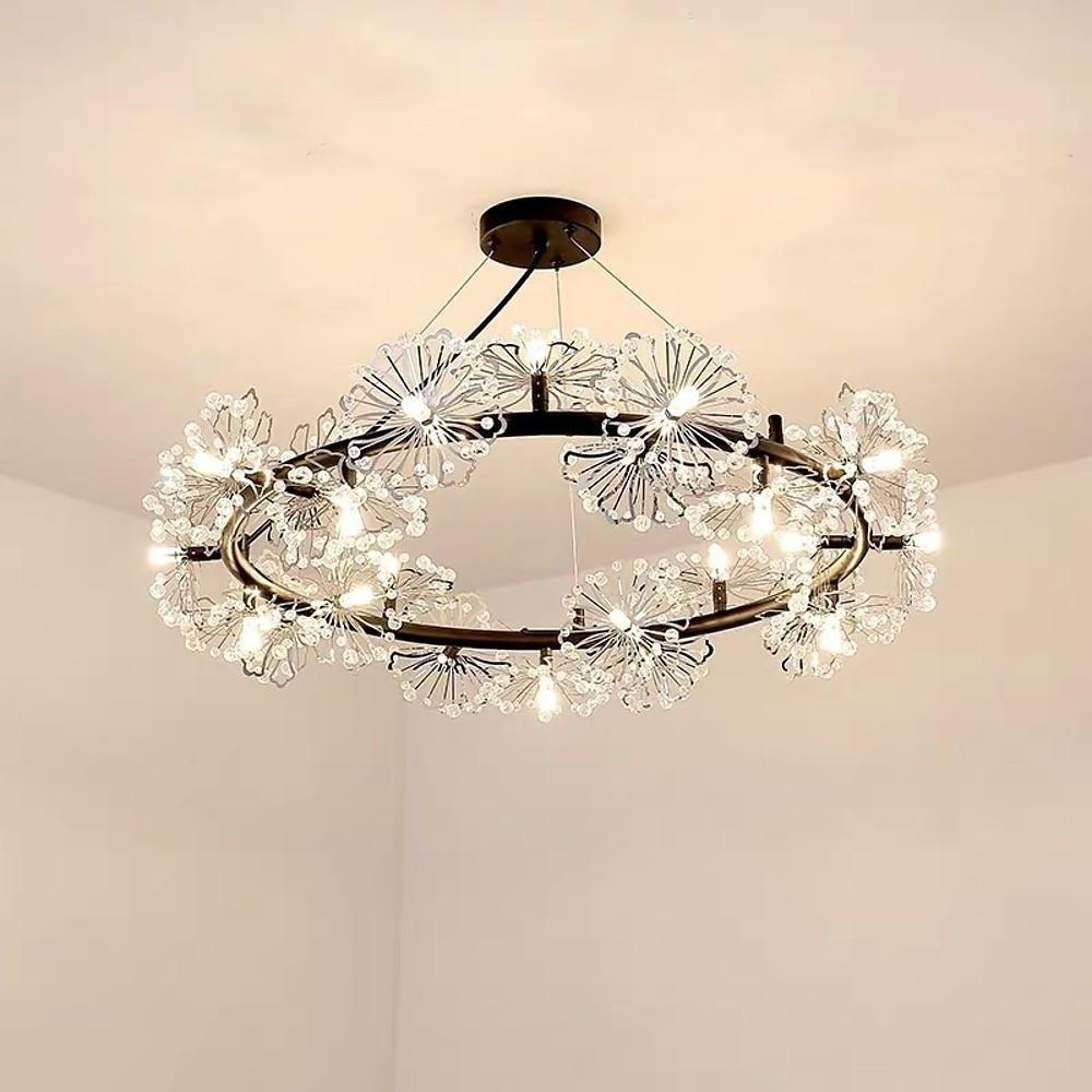 Circle Flower Design Electroplated Metal Crystal Classic Chandelier