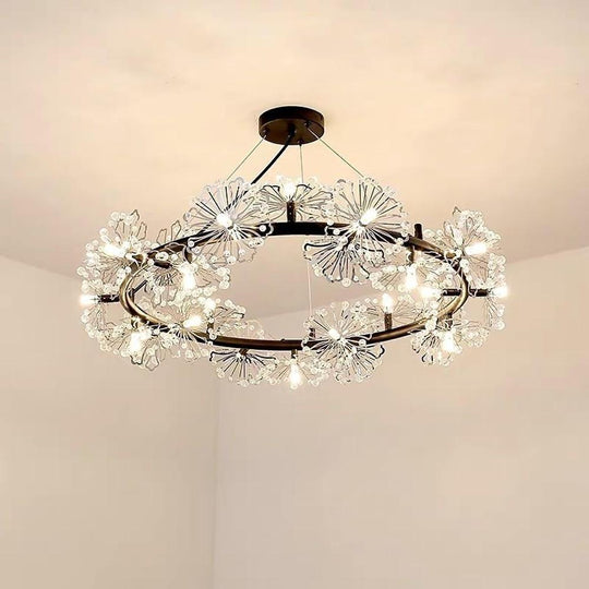 Circle Flower Design Electroplated Metal Crystal Classic Chandelier