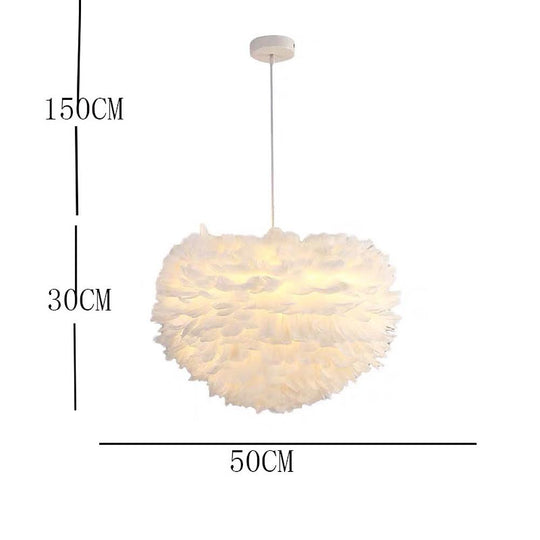 Feather Design Pink Chandelier Ceiling Light