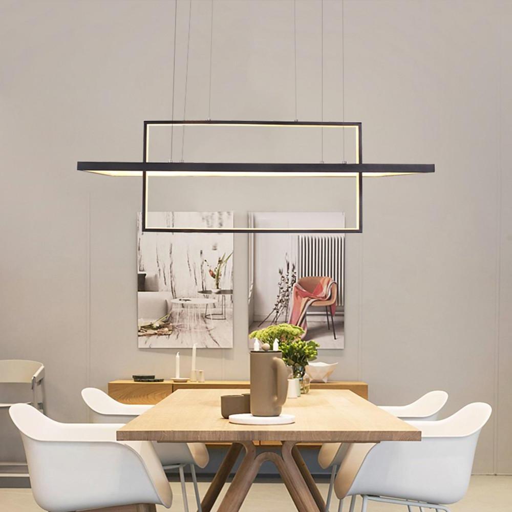 2 Rectangular LED Black Modern Pendant Lighting Hanging Ceiling Light