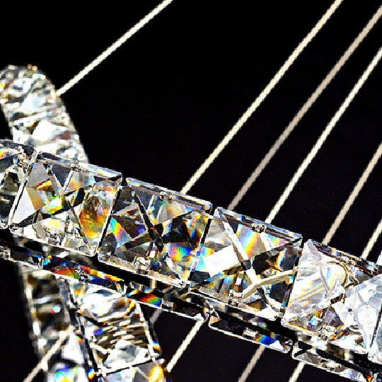 2-Ring Encrusted Crystal LED Chandelier with Uplight Effect