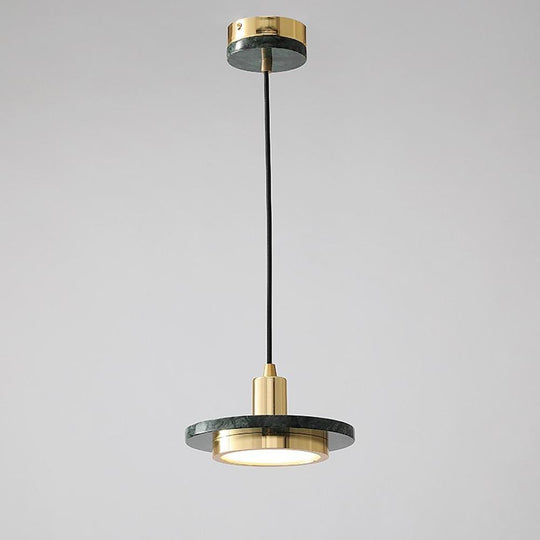 Double Circle Pendant Lighting Classic Metal Marble Ceiling Light