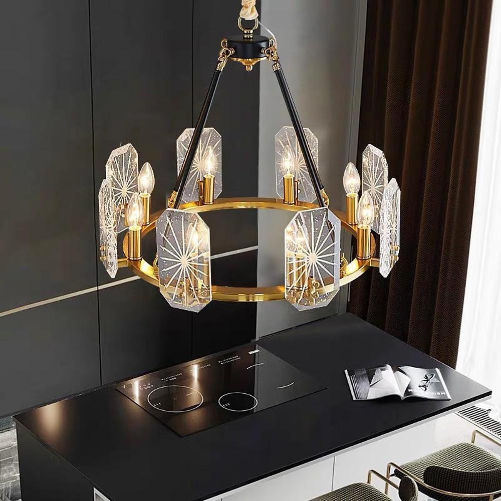 Wagon Wheel Crystal Accent LED Chandelier – 8 or 10 Lights, Gold Finish