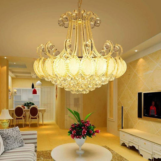 8-Light Modern Gold/Silver Vintage Crystal LED Chandelier – Drum Pendant Light