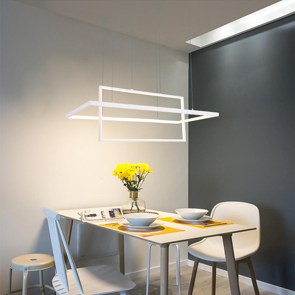 2 Rectangular LED Black Modern Pendant Lighting Hanging Ceiling Light